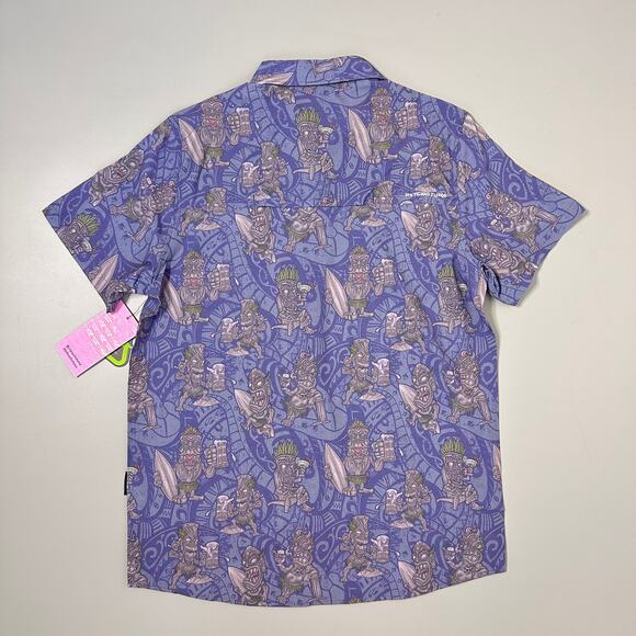 Psycho Tuna Tipsy Tiki Short Sleeve Button Up Shirt in Sodalite Blue - Picture 5 of 8